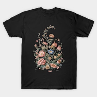 Cottagecore flower dark floral design T-Shirt